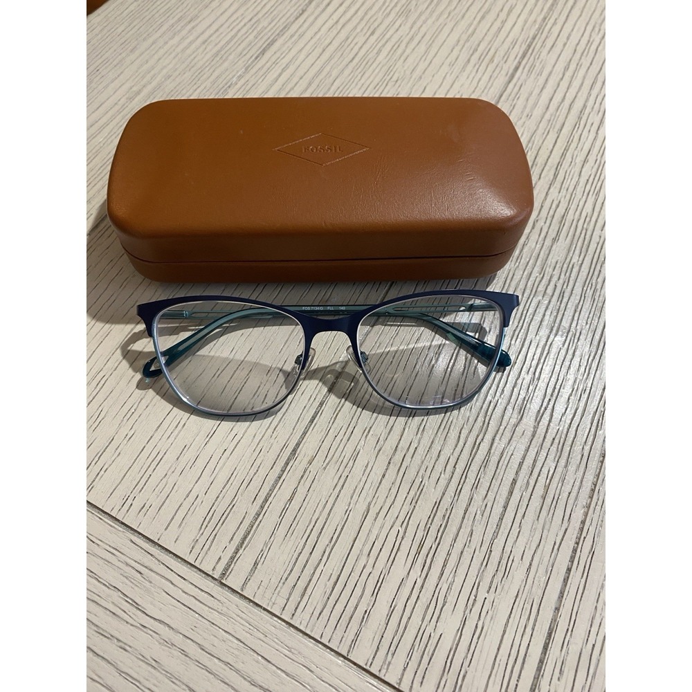 Fossil Lot Of 2 Glasses And Case 7134 G 140 Matte Blue Women Hard Shell Case‎